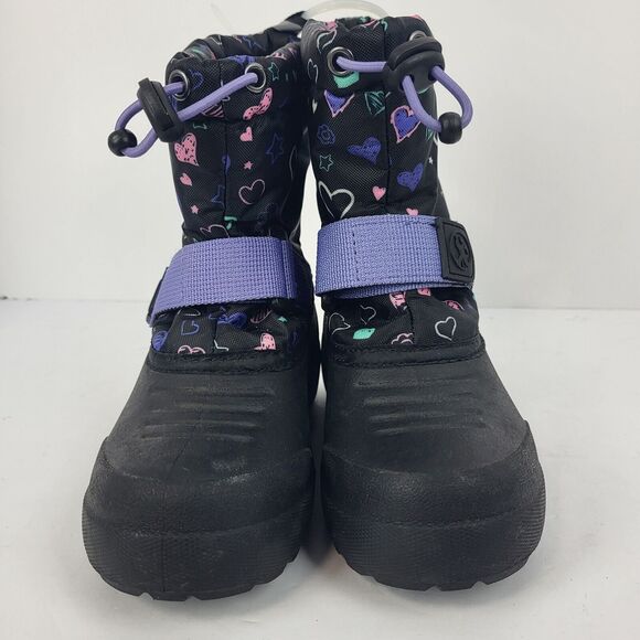 Northside Frosty Polar Boots Toddler Black Purple Hearts 3M Thinsulate Size 10 - Picture 4 of 11